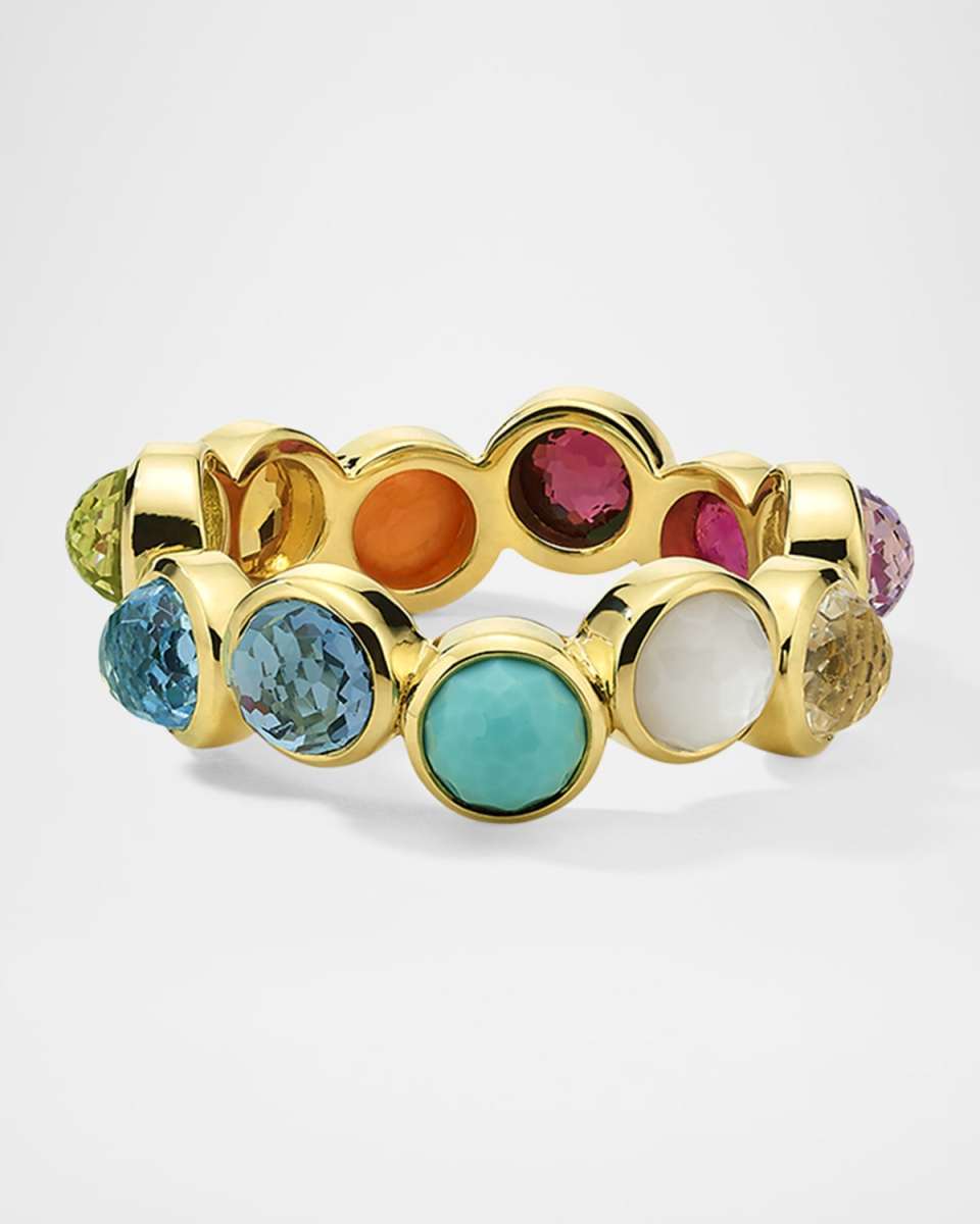 18K Gold Lollipop Bubble Ring in Rainbow